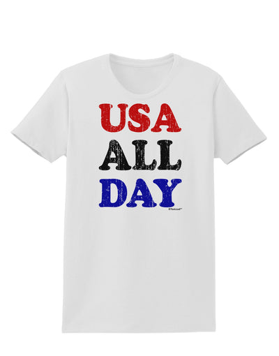 USA All Day - Distressed Patriotic Design Womens T-Shirt by TooLoud-Womens T-Shirt-TooLoud-White-X-Small-Davson Sales