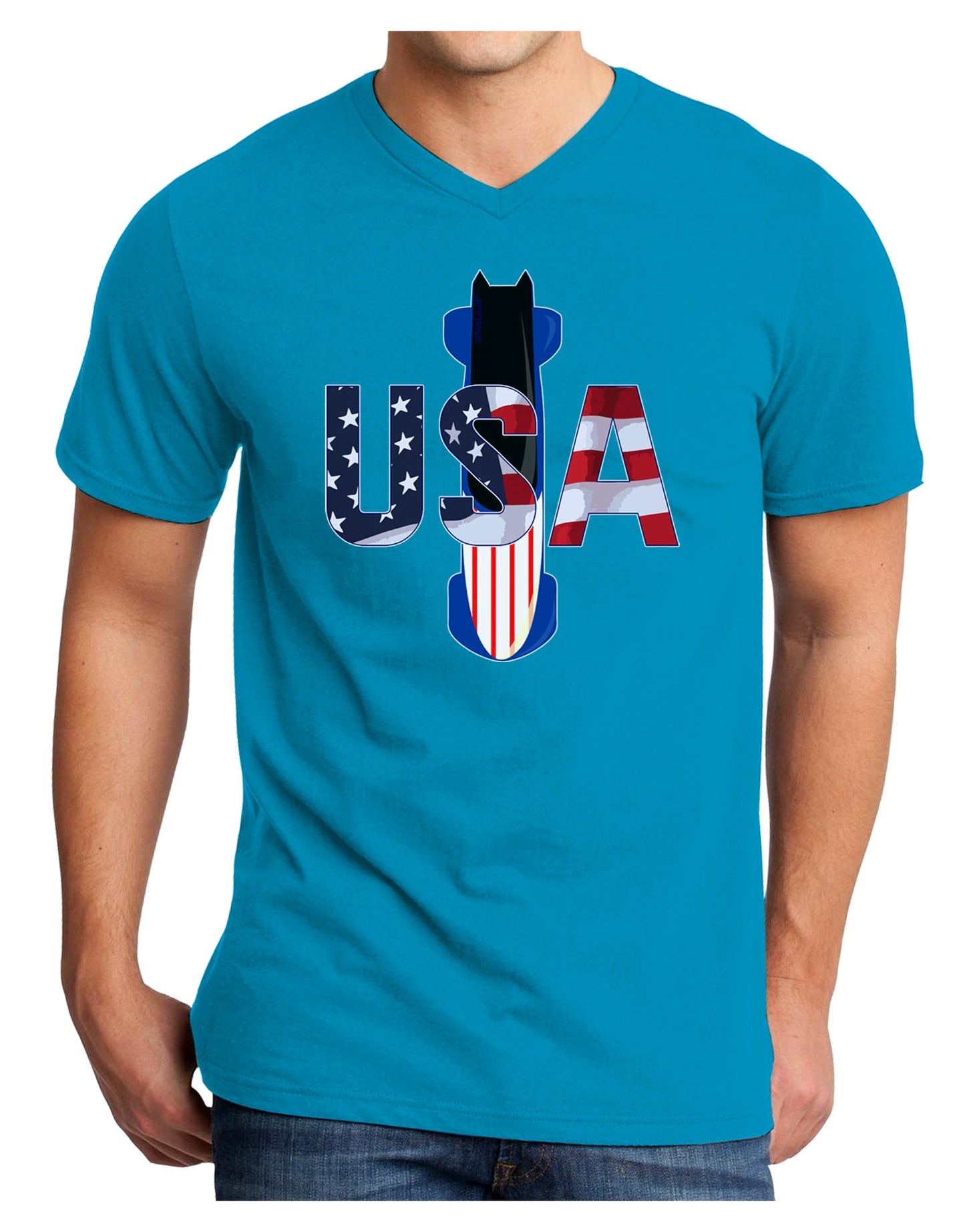 USA Bobsled Adult Dark V-Neck T-Shirt by TooLoud-TooLoud-Turquoise-Small-Davson Sales