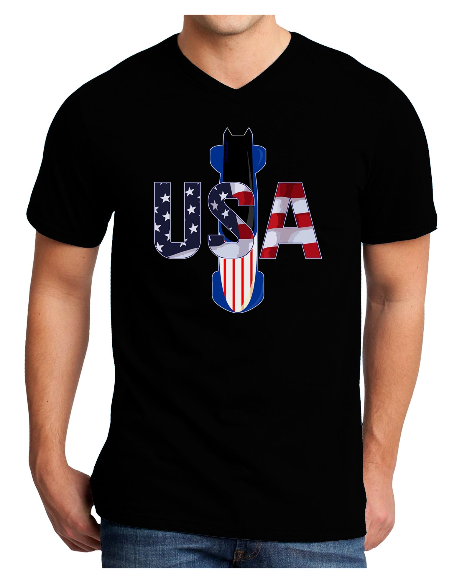 USA Bobsled Adult Dark V-Neck T-Shirt by TooLoud-TooLoud-Black-Small-Davson Sales