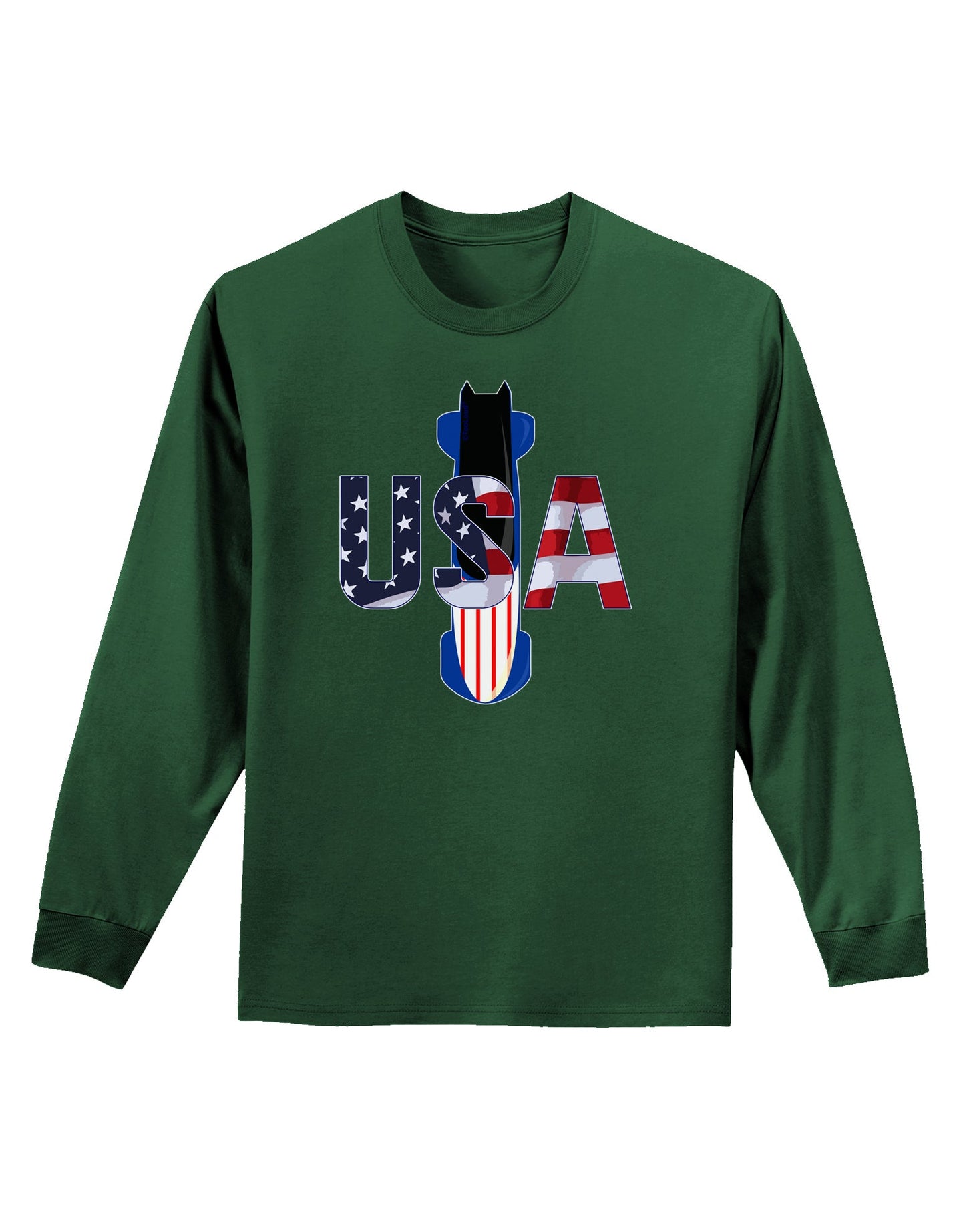 USA Bobsled Adult Long Sleeve Dark T-Shirt by TooLoud-TooLoud-Dark-Green-Small-Davson Sales