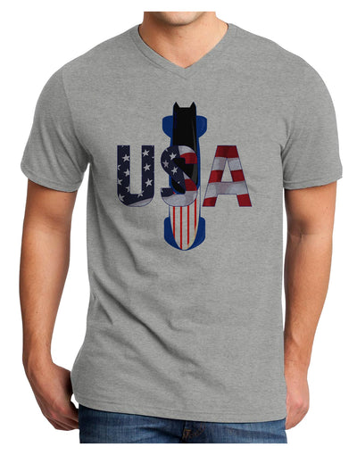 USA Bobsled Adult V-Neck T-shirt by TooLoud-Mens V-Neck T-Shirt-TooLoud-HeatherGray-Small-Davson Sales