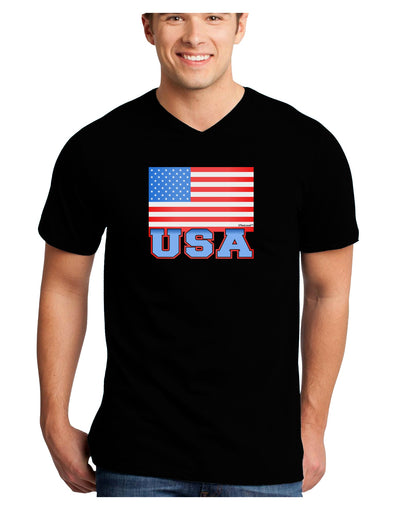 USA Flag Adult Dark V-Neck T-Shirt by TooLoud-Mens V-Neck T-Shirt-TooLoud-Black-Small-Davson Sales