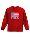 USA Flag Adult Long Sleeve Dark T-Shirt by TooLoud-TooLoud-Red-Small-Davson Sales