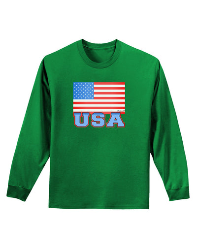 USA Flag Adult Long Sleeve Dark T-Shirt by TooLoud-TooLoud-Kelly-Green-Small-Davson Sales