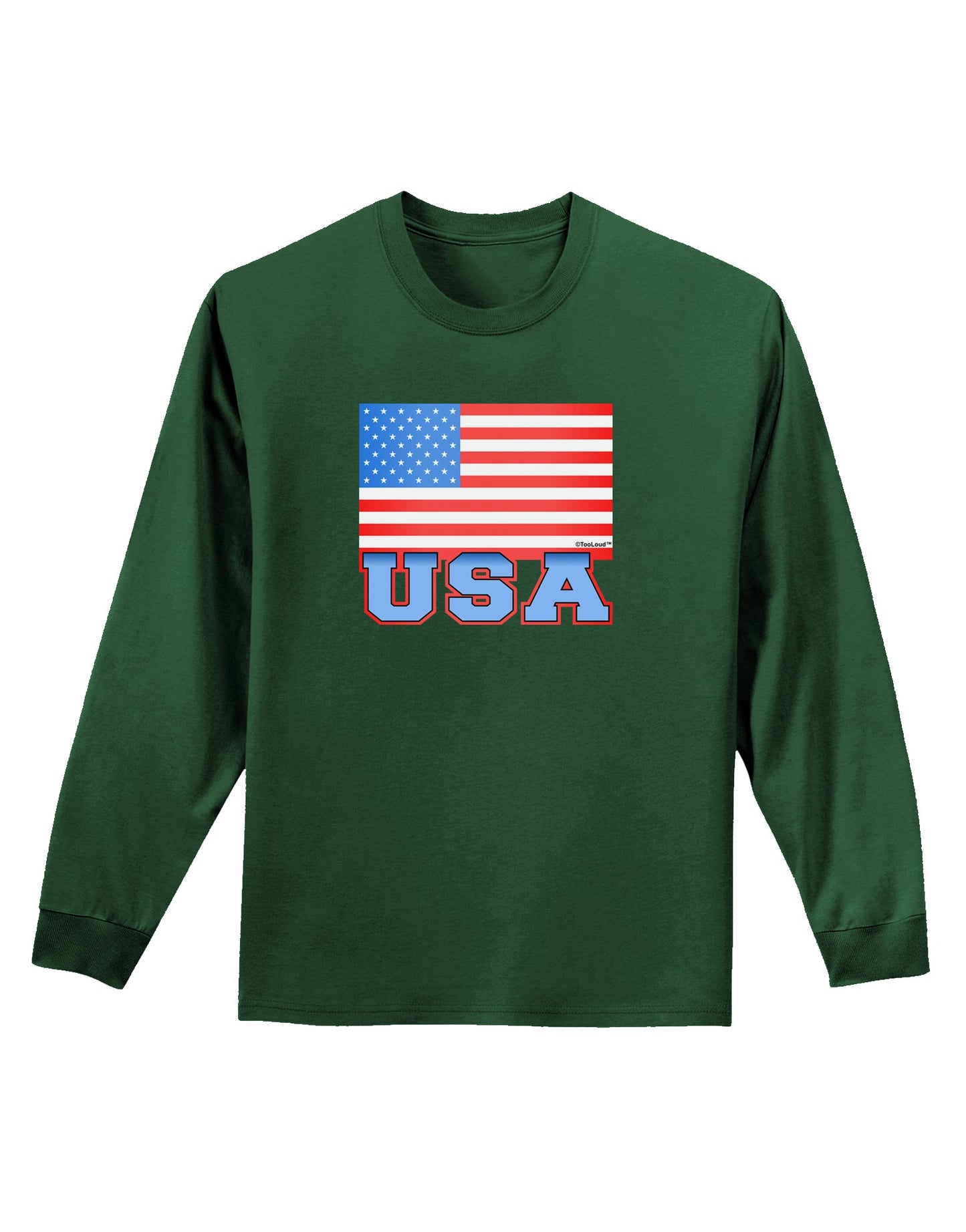 USA Flag Adult Long Sleeve Dark T-Shirt by TooLoud-TooLoud-Dark-Green-Small-Davson Sales