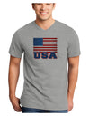 USA Flag Adult V-Neck T-shirt by TooLoud-Mens V-Neck T-Shirt-TooLoud-HeatherGray-Small-Davson Sales