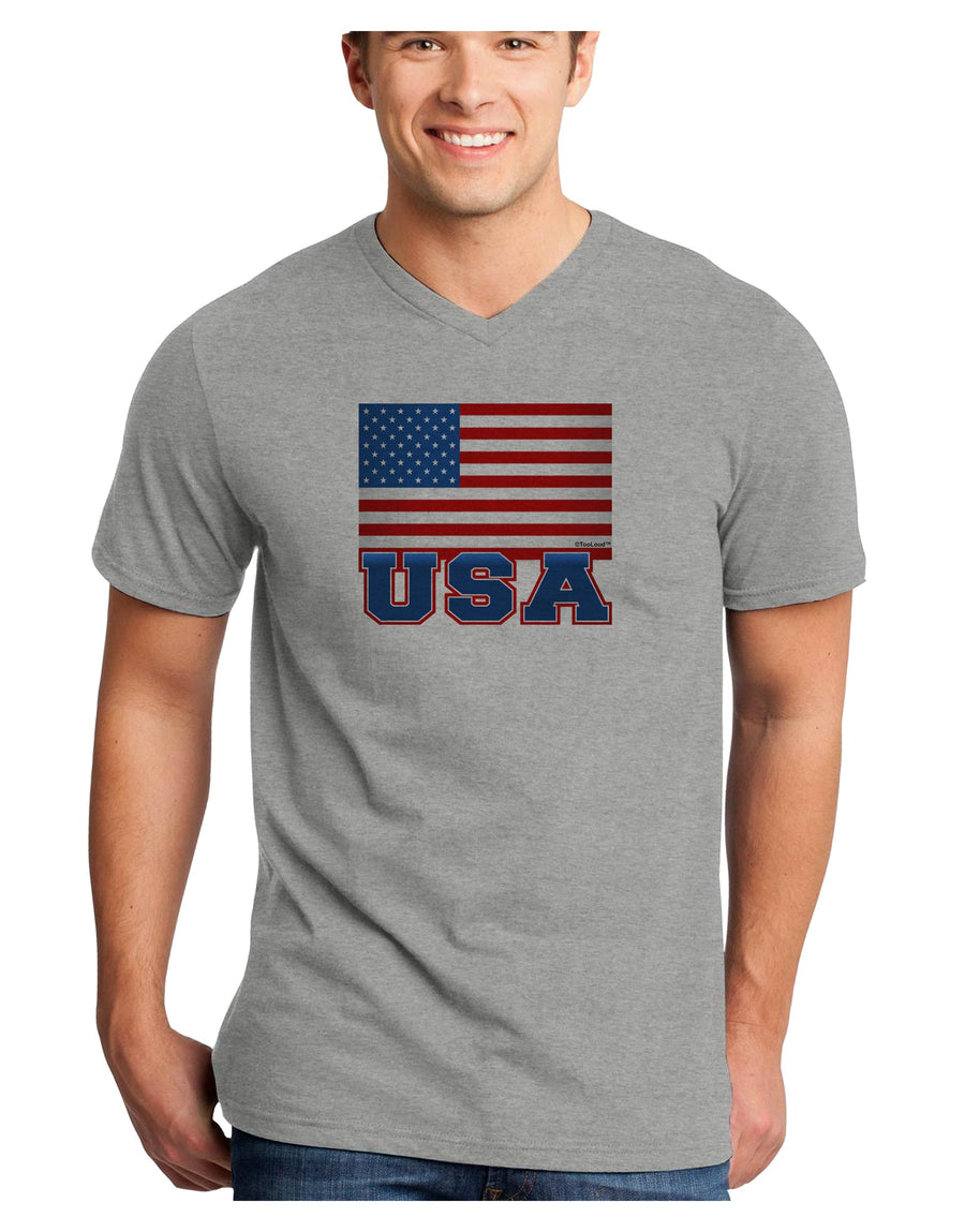 USA Flag Adult V-Neck T-shirt by TooLoud-Mens V-Neck T-Shirt-TooLoud-White-Small-Davson Sales