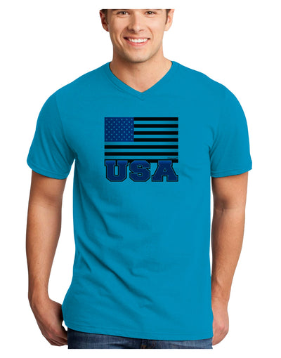 USA Flag Adult V-Neck T-shirt by TooLoud-Mens V-Neck T-Shirt-TooLoud-Turquoise-Small-Davson Sales