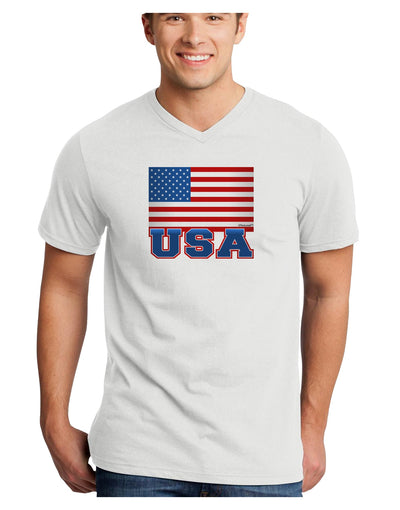 USA Flag Adult V-Neck T-shirt by TooLoud-Mens V-Neck T-Shirt-TooLoud-White-Small-Davson Sales