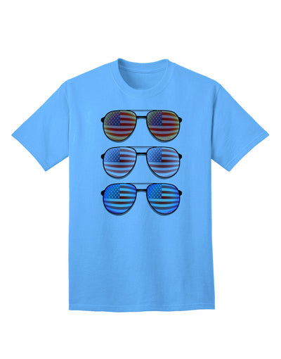 USA Flag Aviators Adult T-Shirt in Red, White, and Blue-Mens T-shirts-TooLoud-Aquatic-Blue-Small-Davson Sales