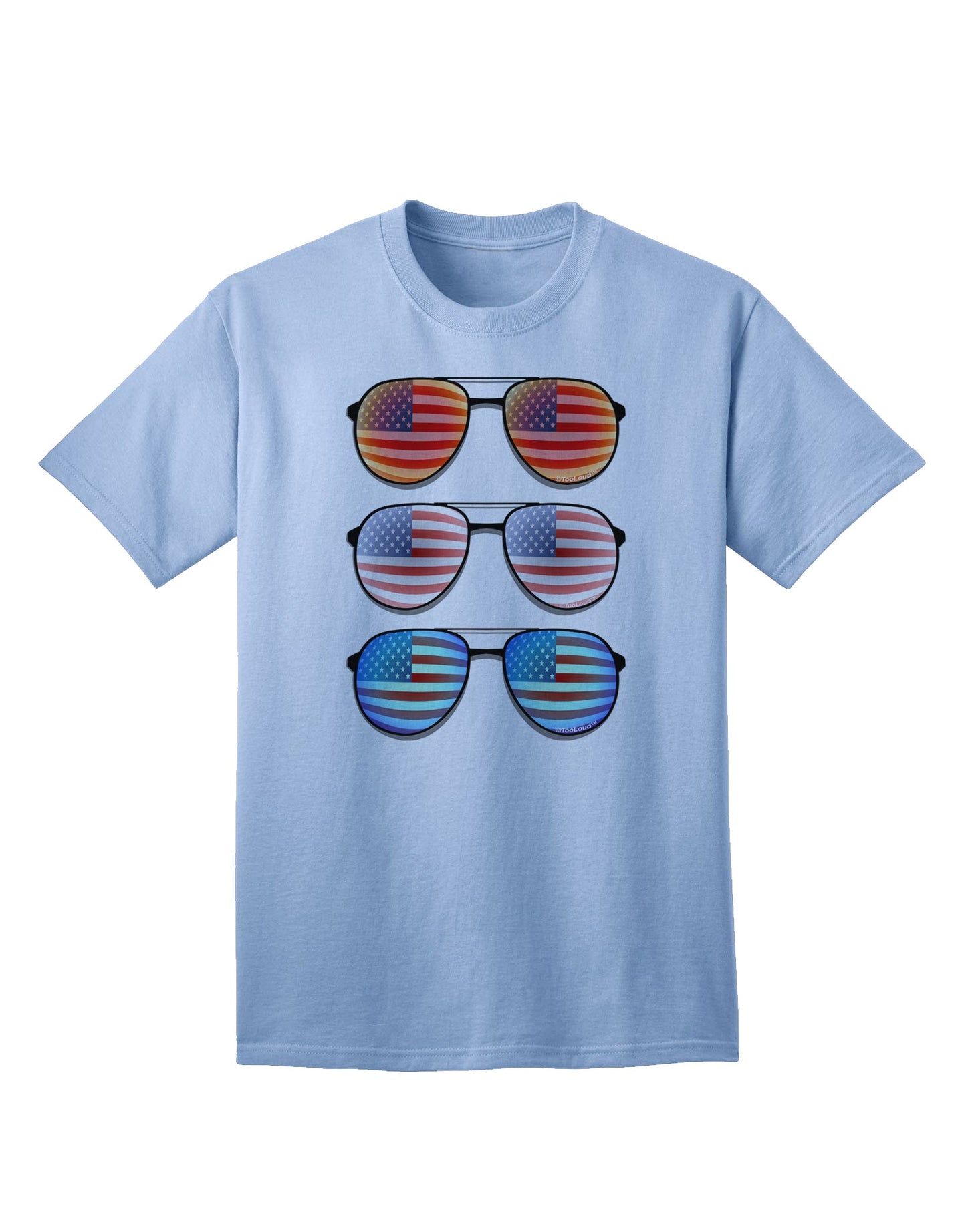 USA Flag Aviators Adult T-Shirt in Red, White, and Blue-Mens T-shirts-TooLoud-Light-Blue-Small-Davson Sales