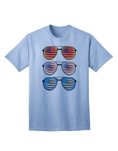 USA Flag Aviators Adult T-Shirt in Red, White, and Blue-Mens T-shirts-TooLoud-Light-Blue-Small-Davson Sales