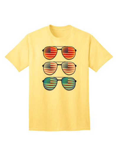 USA Flag Aviators Adult T-Shirt in Red, White, and Blue-Mens T-shirts-TooLoud-Yellow-Small-Davson Sales