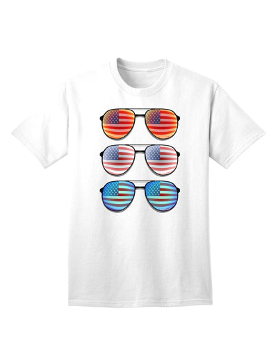 USA Flag Aviators Adult T-Shirt in Red, White, and Blue-Mens T-shirts-TooLoud-White-Small-Davson Sales