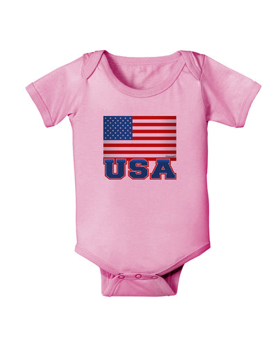 USA Flag Baby Romper Bodysuit by TooLoud-Baby Romper-TooLoud-Pink-06-Months-Davson Sales