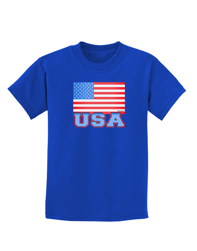 USA Flag Childrens Dark T-Shirt by TooLoud-Childrens T-Shirt-TooLoud-Royal-Blue-X-Small-Davson Sales