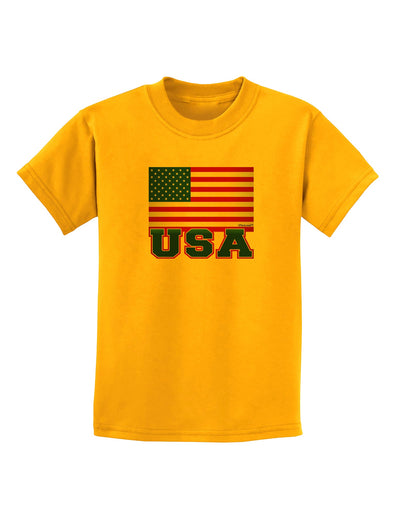 USA Flag Childrens T-Shirt by TooLoud-Childrens T-Shirt-TooLoud-Gold-X-Small-Davson Sales