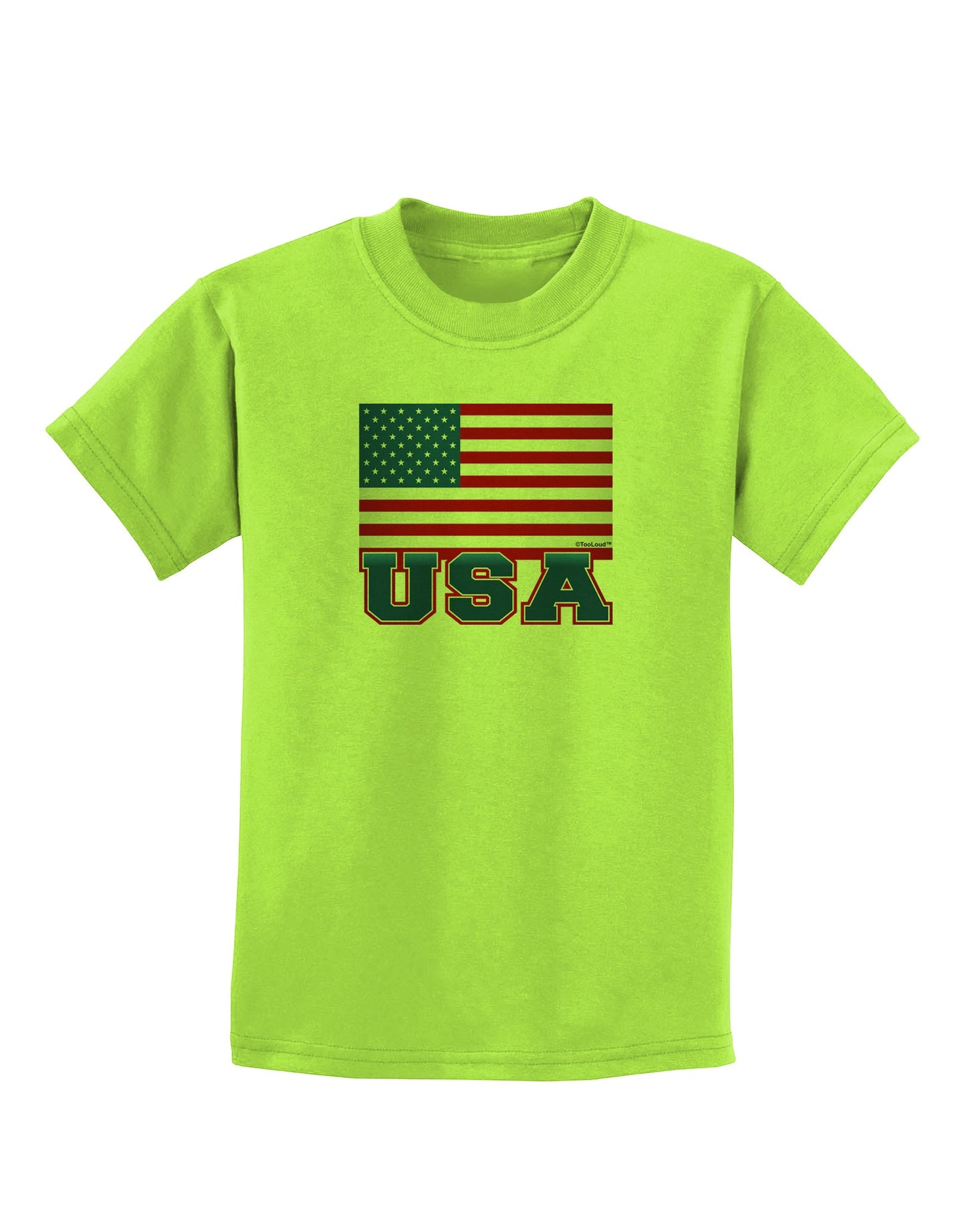 USA Flag Childrens T-Shirt by TooLoud-Childrens T-Shirt-TooLoud-Lime-Green-X-Small-Davson Sales