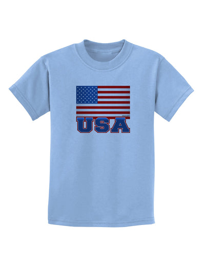 USA Flag Childrens T-Shirt by TooLoud-Childrens T-Shirt-TooLoud-Light-Blue-X-Small-Davson Sales