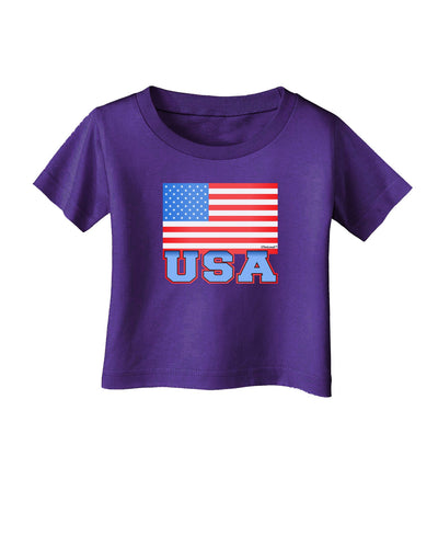 USA Flag Infant T-Shirt Dark by TooLoud-Infant T-Shirt-TooLoud-Purple-06-Months-Davson Sales