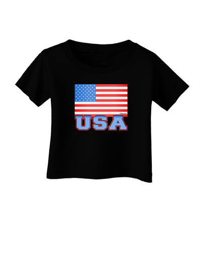 USA Flag Infant T-Shirt Dark by TooLoud-Infant T-Shirt-TooLoud-Black-06-Months-Davson Sales