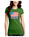 USA Flag Juniors Petite Crew Dark T-Shirt by TooLoud-T-Shirts Juniors Tops-TooLoud-Kiwi-Green-Juniors Fitted X-Small-Davson Sales