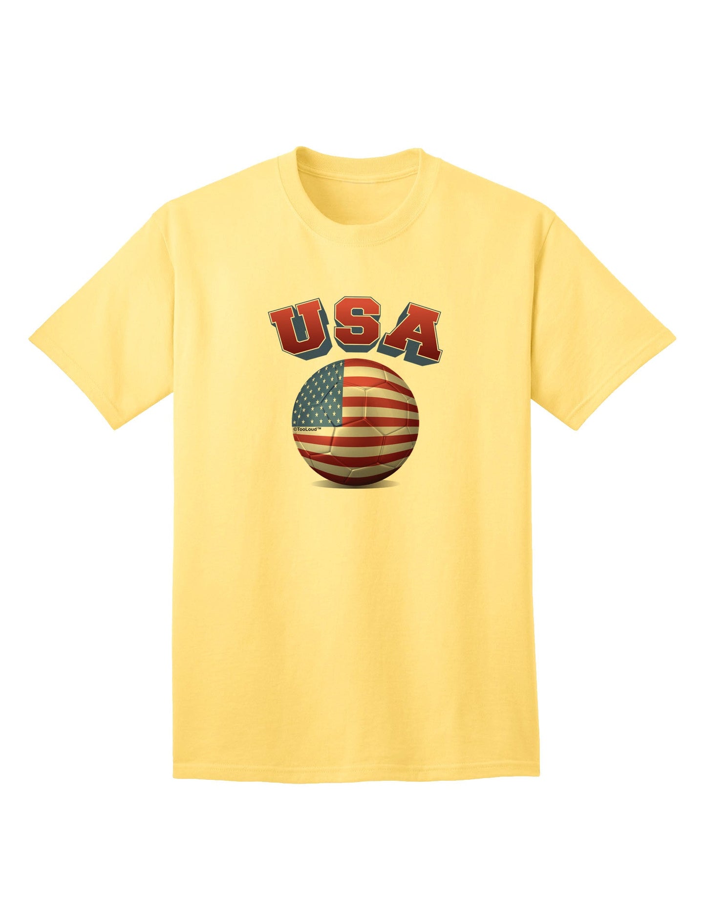 USA Flag Soccer Ball - Premium Adult T-Shirt for Sports Enthusiasts-Mens T-shirts-TooLoud-Yellow-Small-Davson Sales