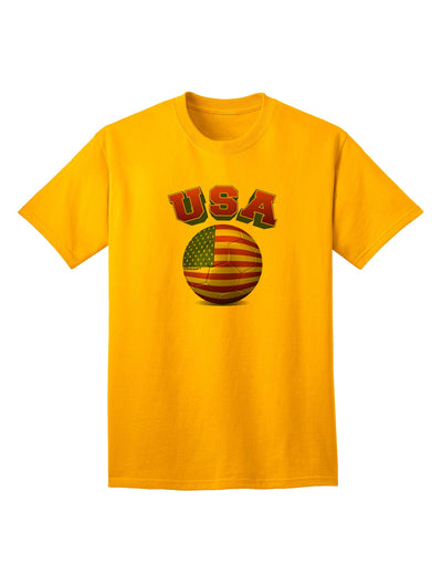 USA Flag Soccer Ball - Premium Adult T-Shirt for Sports Enthusiasts-Mens T-shirts-TooLoud-Gold-Small-Davson Sales