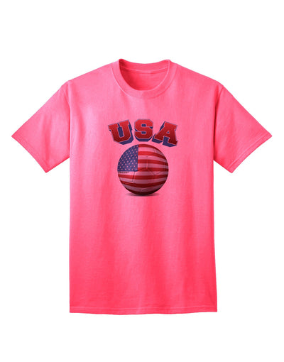 USA Flag Soccer Ball - Premium Adult T-Shirt for Sports Enthusiasts-Mens T-shirts-TooLoud-Neon-Pink-Small-Davson Sales