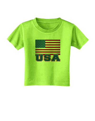 USA Flag Toddler T-Shirt by TooLoud-Toddler T-Shirt-TooLoud-Lime-Green-2T-Davson Sales