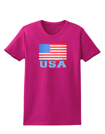 USA Flag Womens Dark T-Shirt by TooLoud-Womens T-Shirt-TooLoud-Hot-Pink-Small-Davson Sales