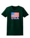 USA Flag Womens Dark T-Shirt by TooLoud-Womens T-Shirt-TooLoud-Forest-Green-Small-Davson Sales