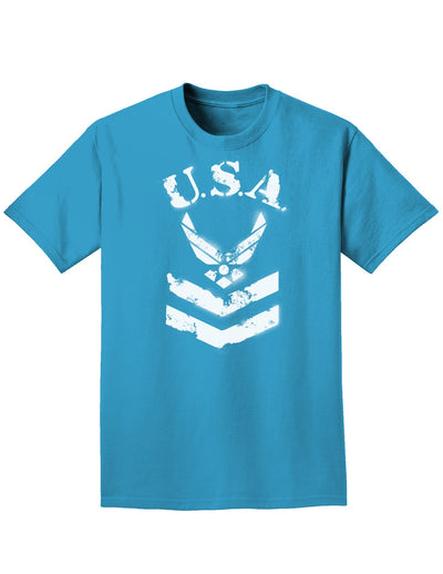 USA Military Air Force Stencil Logo Adult Dark T-Shirt-Mens T-Shirt-TooLoud-Turquoise-Small-Davson Sales