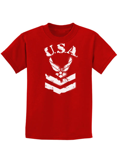 USA Military Air Force Stencil Logo Childrens Dark T-Shirt-Childrens T-Shirt-TooLoud-Red-X-Small-Davson Sales