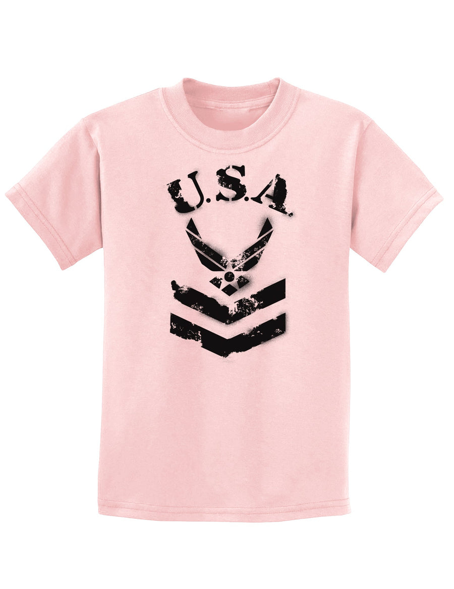 USA Military Air Force Stencil Logo Childrens T-Shirt-Childrens T-Shirt-TooLoud-White-X-Small-Davson Sales