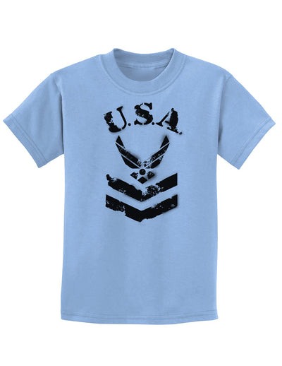 USA Military Air Force Stencil Logo Childrens T-Shirt-Childrens T-Shirt-TooLoud-Light-Blue-X-Small-Davson Sales