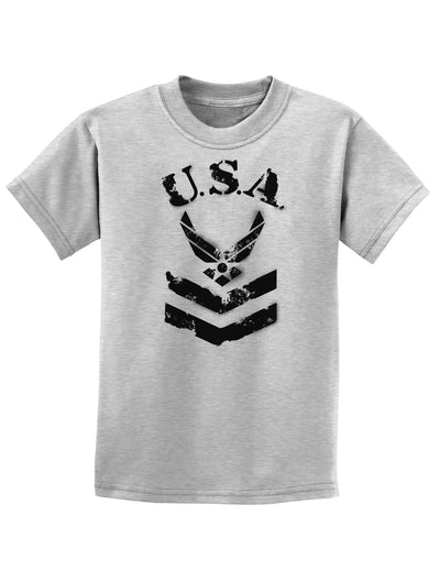 USA Military Air Force Stencil Logo Childrens T-Shirt-Childrens T-Shirt-TooLoud-AshGray-X-Small-Davson Sales