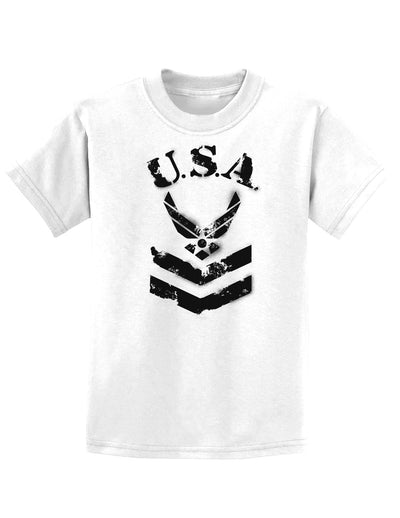 USA Military Air Force Stencil Logo Childrens T-Shirt-Childrens T-Shirt-TooLoud-White-X-Small-Davson Sales