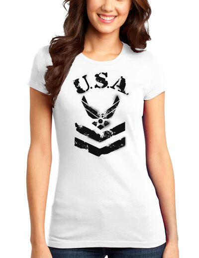 USA Military Air Force Stencil Logo Juniors T-Shirt-Womens Juniors T-Shirt-TooLoud-White-Small-Davson Sales