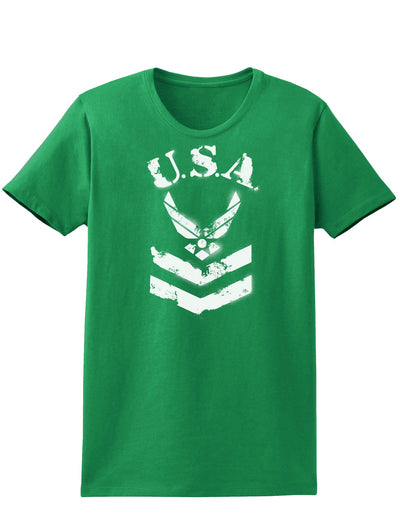 USA Military Air Force Stencil Logo Womens Dark T-Shirt-TooLoud-Kelly-Green-X-Small-Davson Sales