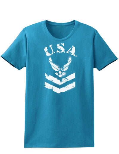 USA Military Air Force Stencil Logo Womens Dark T-Shirt-TooLoud-Turquoise-X-Small-Davson Sales