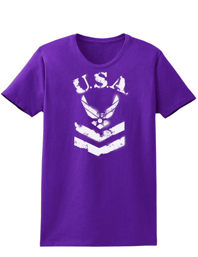 USA Military Air Force Stencil Logo Womens Dark T-Shirt-TooLoud-Purple-X-Small-Davson Sales