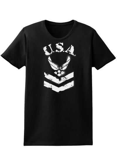 USA Military Air Force Stencil Logo Womens Dark T-Shirt-TooLoud-Black-X-Small-Davson Sales