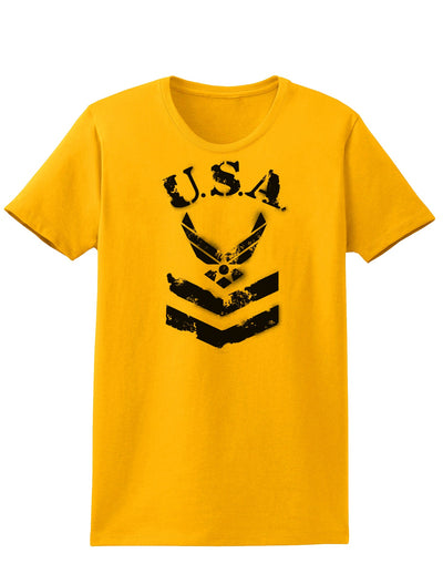 USA Military Air Force Stencil Logo Womens T-Shirt-Womens T-Shirt-TooLoud-Gold-X-Small-Davson Sales