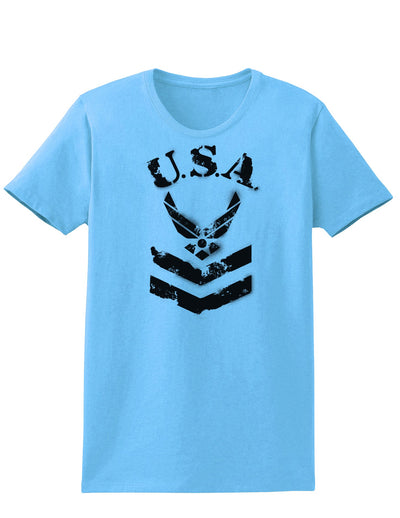 USA Military Air Force Stencil Logo Womens T-Shirt-Womens T-Shirt-TooLoud-Aquatic-Blue-X-Small-Davson Sales