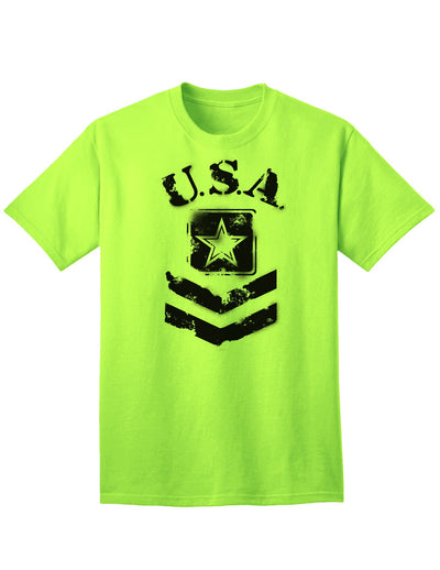 USA Military Army Stencil Logo Adult T-Shirt - A Patriotic Apparel Choice for Discerning Individuals-Mens T-shirts-TooLoud-Neon-Green-Small-Davson Sales