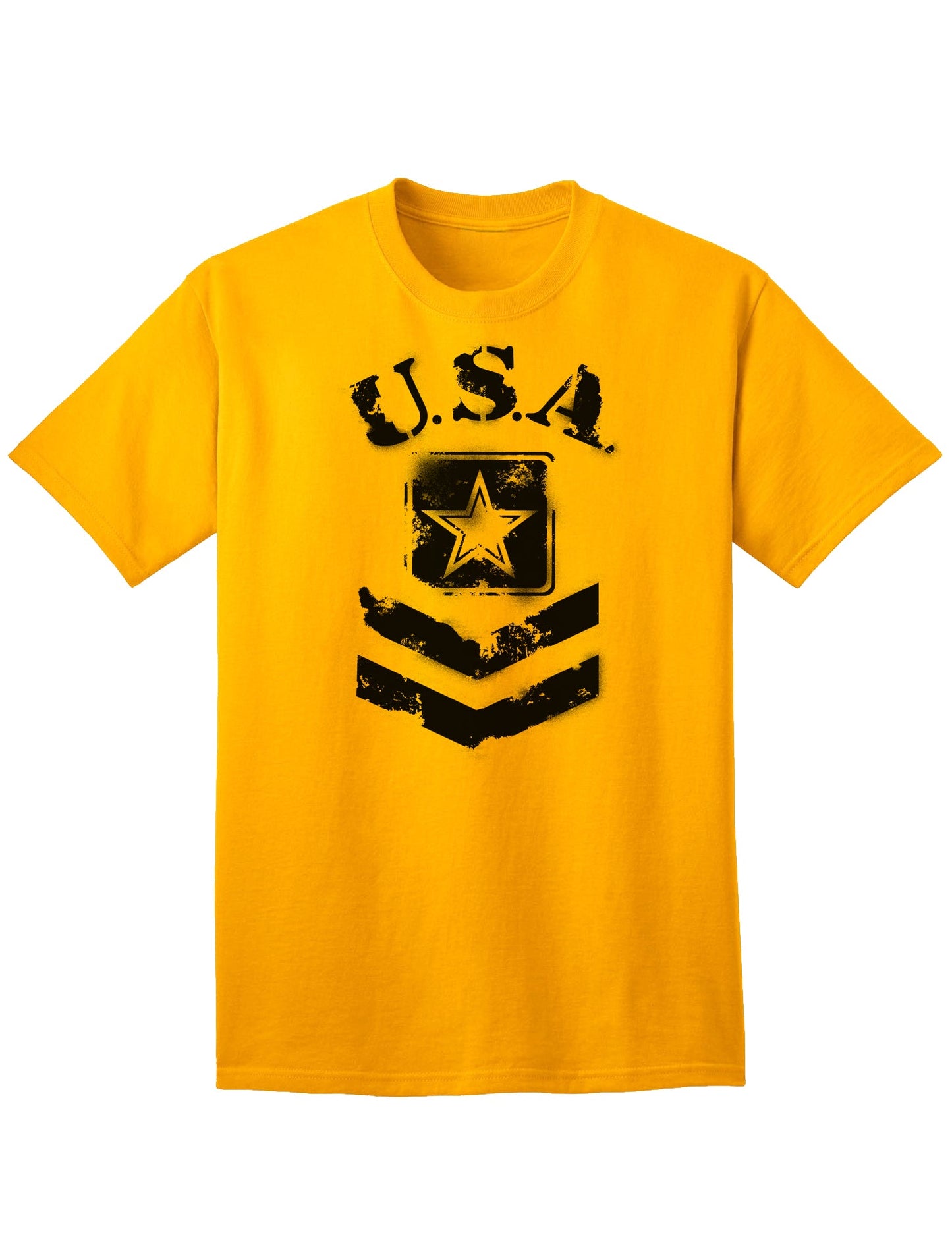 USA Military Army Stencil Logo Adult T-Shirt - A Patriotic Apparel Choice for Discerning Individuals-Mens T-shirts-TooLoud-Gold-Small-Davson Sales