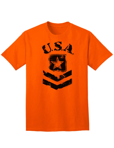 USA Military Army Stencil Logo Adult T-Shirt - A Patriotic Apparel Choice for Discerning Individuals-Mens T-shirts-TooLoud-Orange-Small-Davson Sales