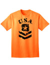 USA Military Army Stencil Logo Adult T-Shirt - A Patriotic Apparel Choice for Discerning Individuals-Mens T-shirts-TooLoud-Neon-Orange-Small-Davson Sales