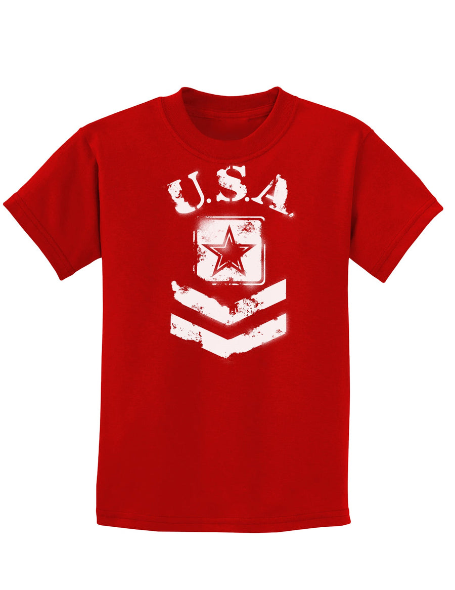 USA Military Army Stencil Logo Childrens Dark T-Shirt-Childrens T-Shirt-TooLoud-Black-X-Small-Davson Sales